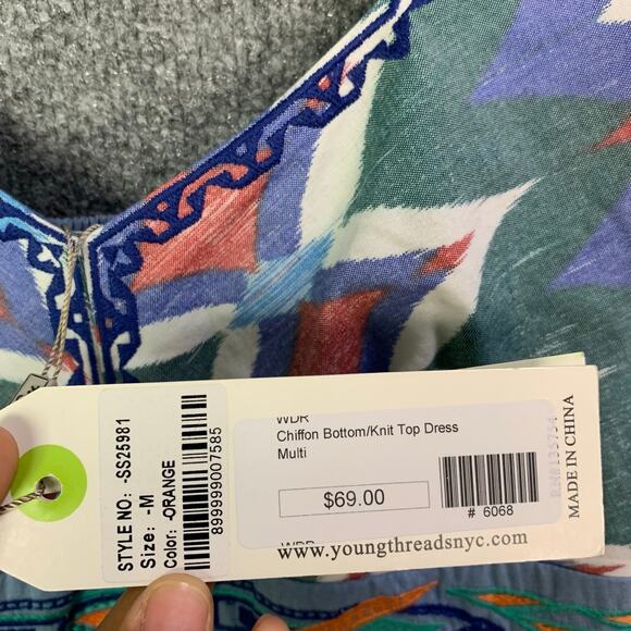 NEW Young Threads Chiffon Bottom/Knit Top Dress Boho Embroidered SZ M - Picture 5 of 12